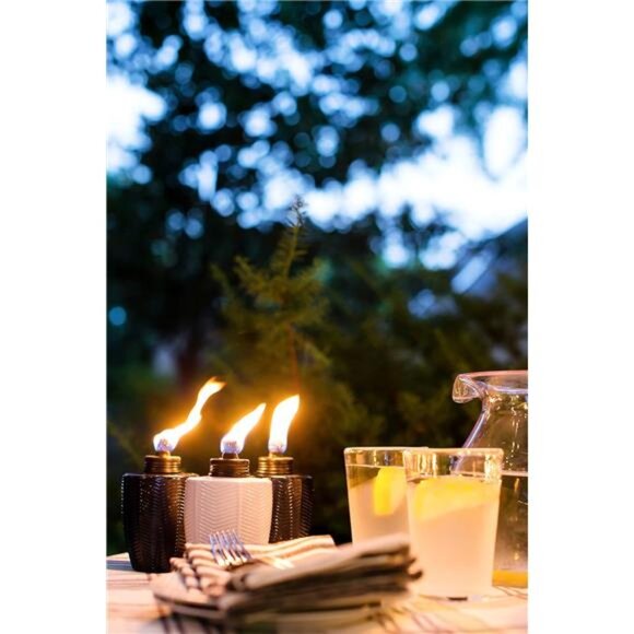 Table Torch Glass Herringbone Ivory - Decorative Table Top Torches - Picture 4 of 7